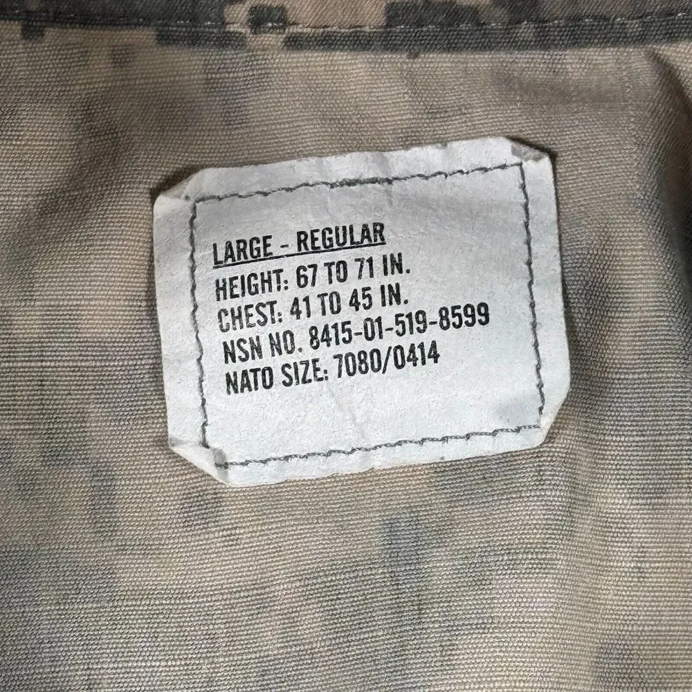 US Military Army Combat Uniform Shacket Adult Large Regular Fatigue Digital Camo
